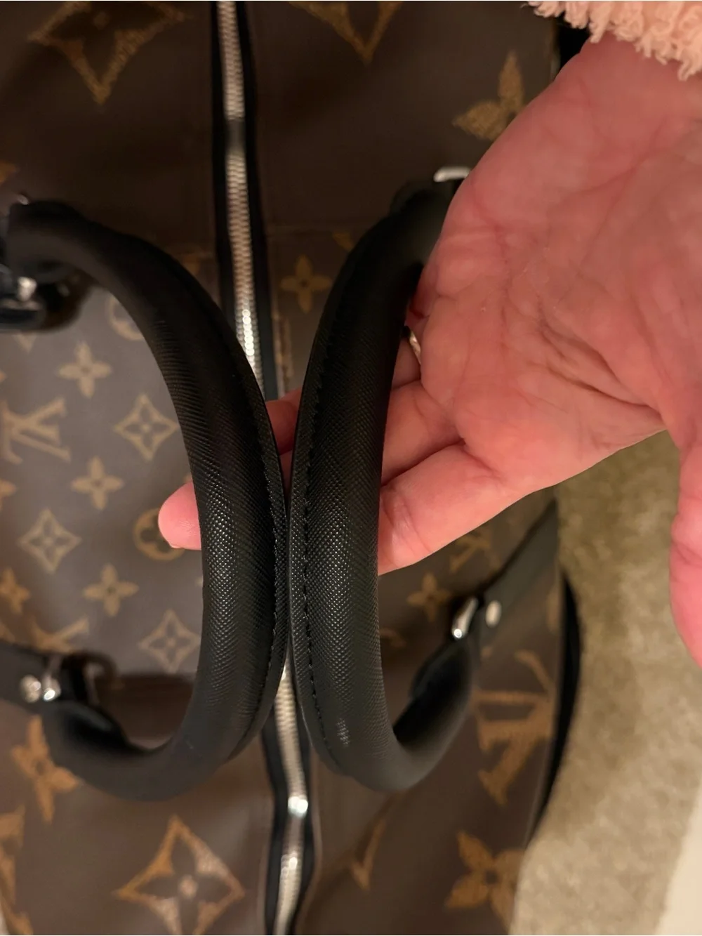 COPY - Louis Vuitton Brown Monogram Canvas & Black Trim Duffel